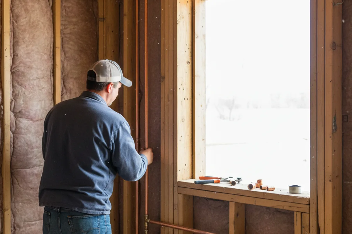 Licensed plumber running new copper supply lines in a Rogersville home
