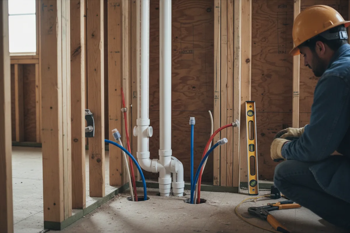 Drain and supply rough-in during Drain Cleaning in Rogersville